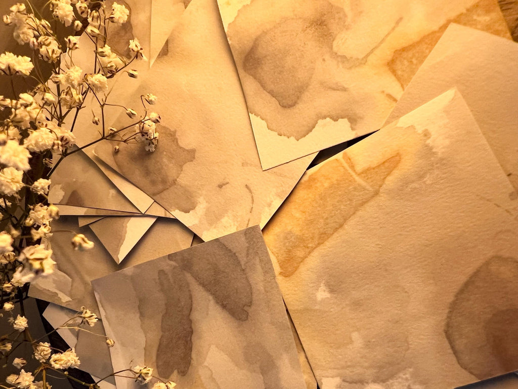 Stormy Night Intention Cards, Tea Stained Paper, Hand Cut Deck, Witchcraft Paper for Spells, Journaling, Altar Work
