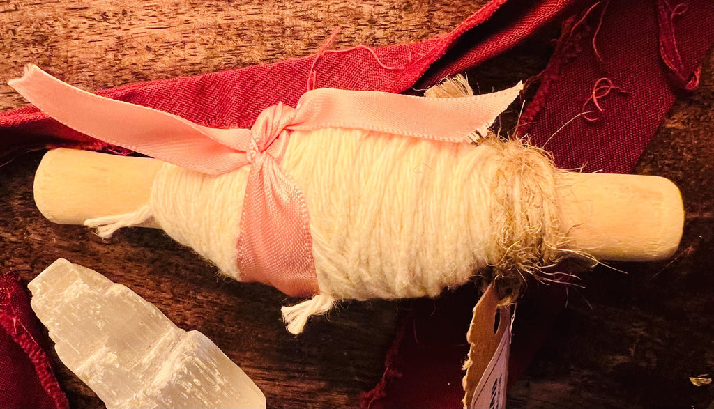 Snow Moon Thread, White Cotton Spell Yarn, Hand Wound, Ritual Binding Thread, Witchcraft Supply