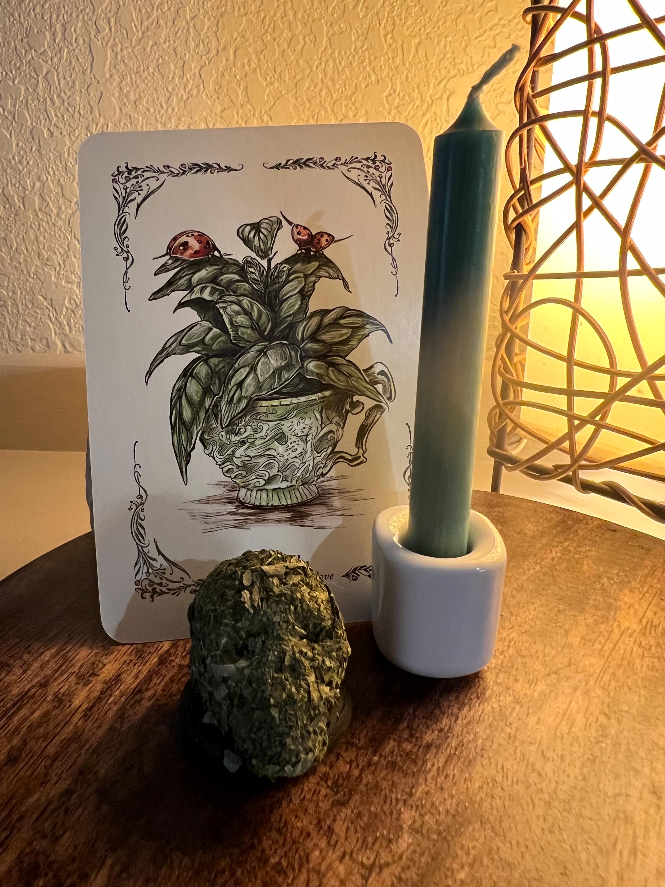 Basil Covered Skull Charm, Homegrown Herbs, Mini Altar Decor