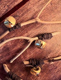 Vegan Wishbone, Organic Basil Wishbone Charm, Gold Bell, Vegan Witchcraft Curio