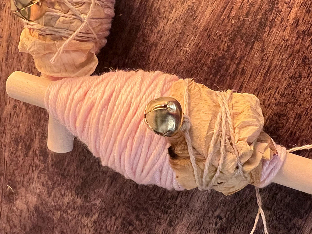 Lovers’ Quarrel Thread, Silken Bamboo & Cotton Witch’s Spool with Rose Petals and Bell