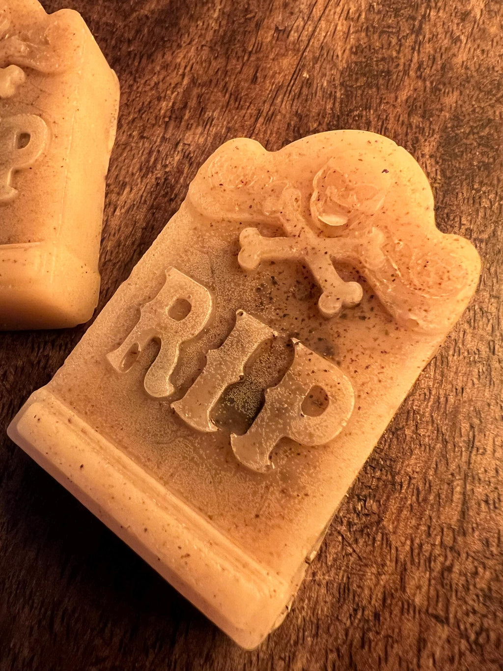 Handmade Beeswax Tombstone Wax Melts, Allspice Scented, Graveyard Decor, Set of 3