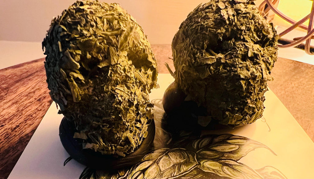 Basil Covered Skull Charm, Homegrown Herbs, Mini Altar Decor
