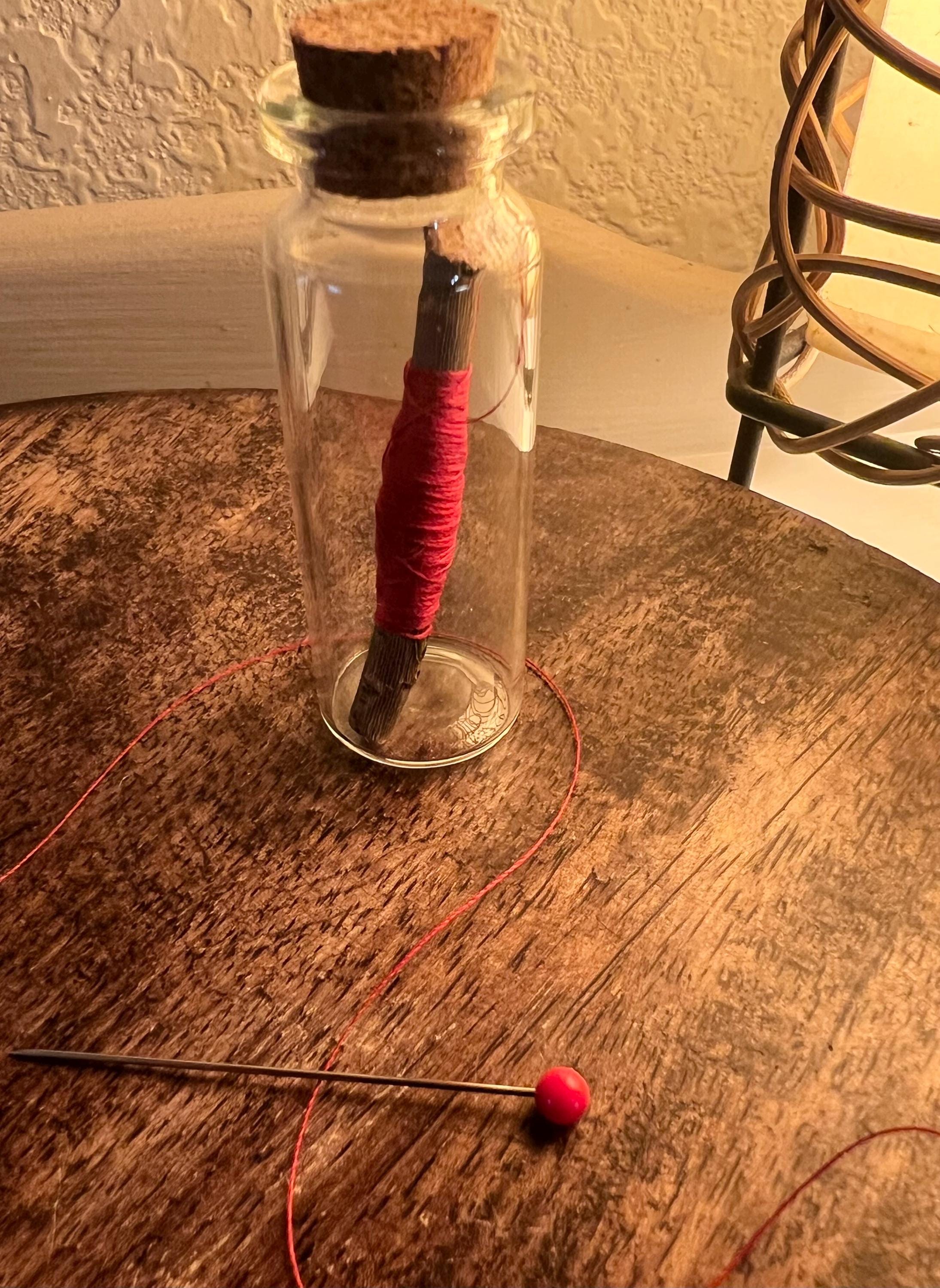 Witchs Red Thread Binding Fate Charm, Red Thread of Fate Vial, Witchcraft Binding Tool, Protection Spell Supply, Love Magic Charm