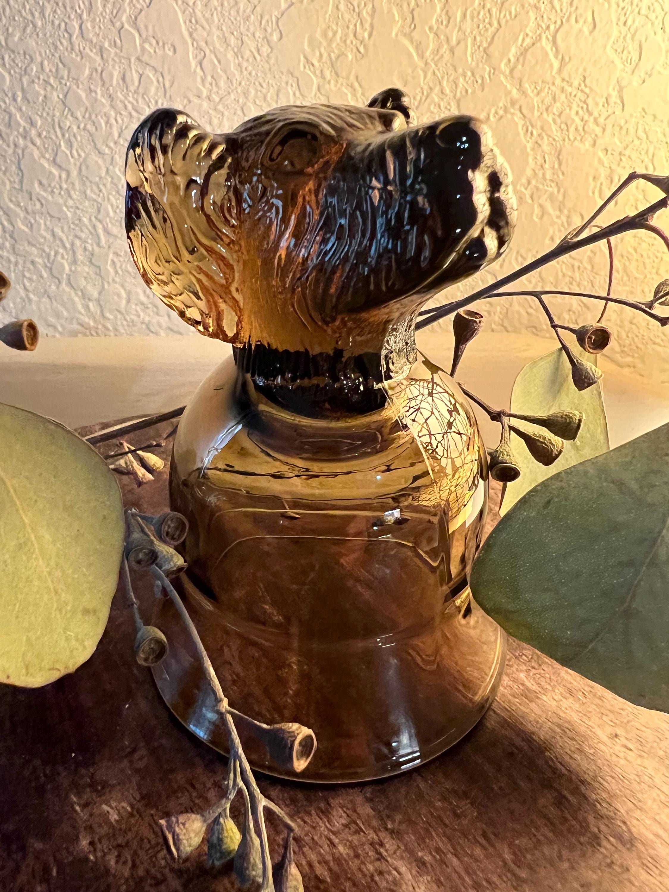 Vintage Avon Whiskey Glass Dog Bust,  Amber Spaniel Figurine, Pet Memorial and Animal Altar Decor
