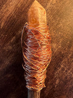 Handmade Flower Agate Crystal Handmade Wand, Foraged Grapevine Wand, Witch’s Ritual Tool, Crystal Staff, Copper Wire Wrapped, OOAK Decor