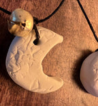 How I Miss the Moon, Crescent Charm, Bone Clay Lunar Keepsake, Romantic Witchcraft Talisman