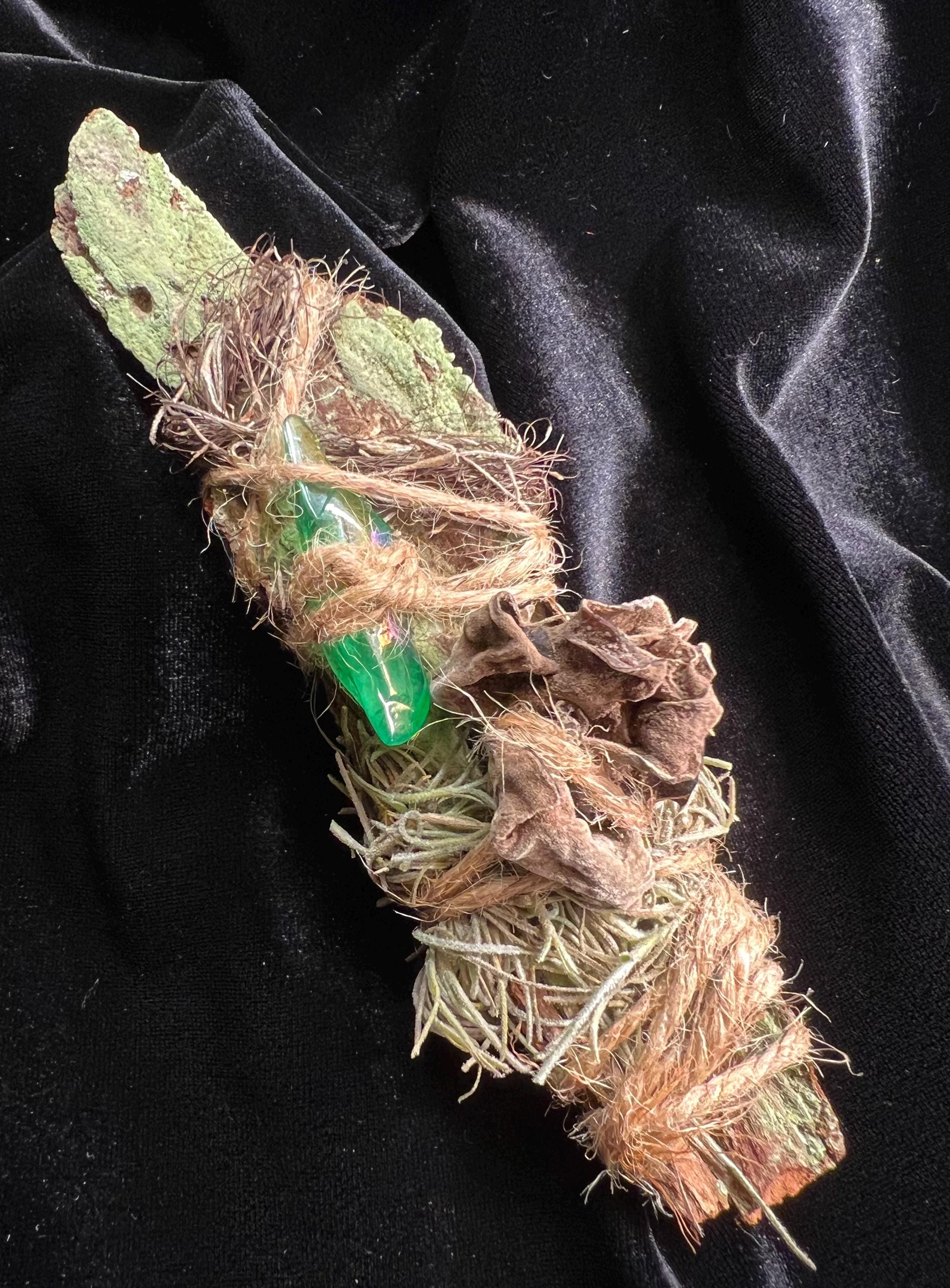 Delight, Primitive Forest Talisman, Cypress Bark, Wood Ear Mushroom and Aura Quartz, Altar Piece, Sculpture, Living Art