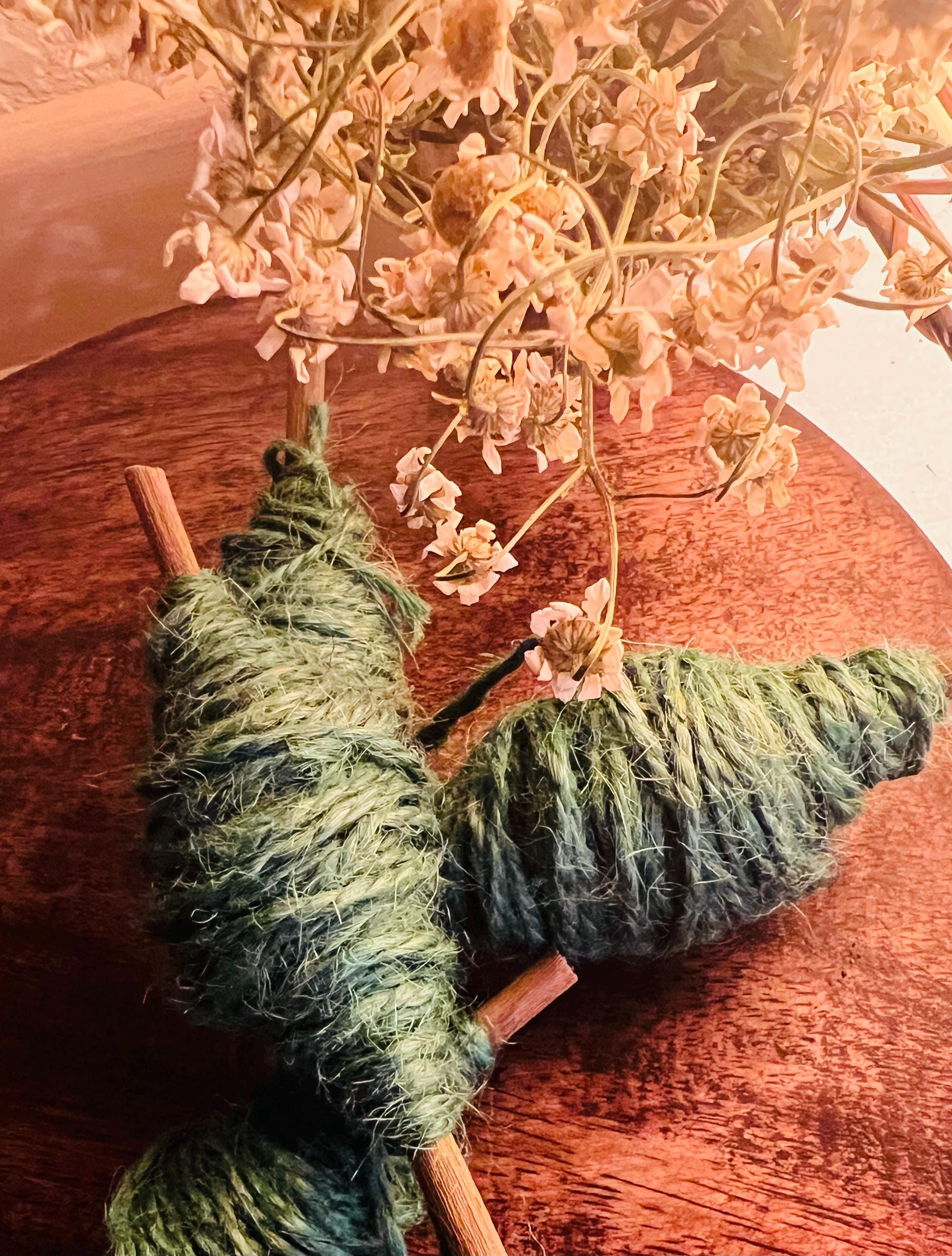 Wolf Moon Garden Twine Spool – Hand-Wound Green Witch Twine on Rose Stem