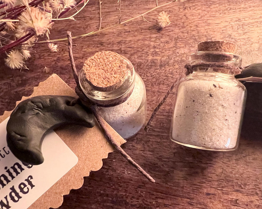 Quiet Boundary, Waning Moon Banishing Charm Vial, Clay Moon Protection Talisman