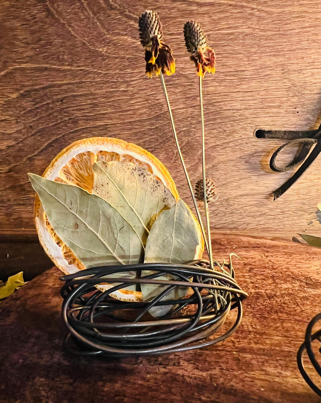 Burning Witch’s Vase, OLC Original Wire Vessel,  Hand-Formed Steel Altar Vase, Primitive Ritual Herb Holder