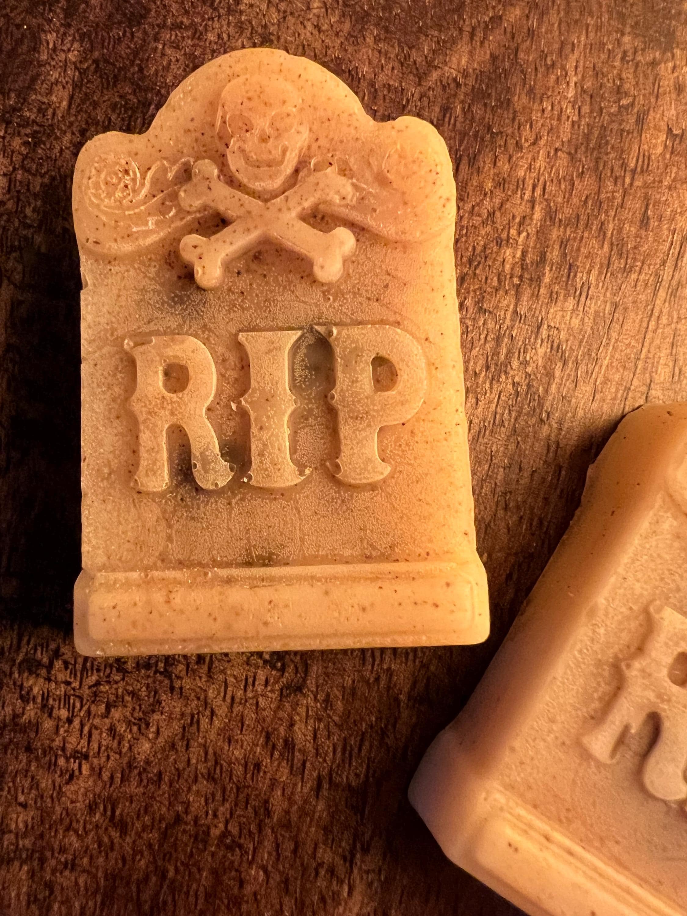 Handmade Beeswax Tombstone Wax Melts, Allspice Scented, Graveyard Decor, Set of 3