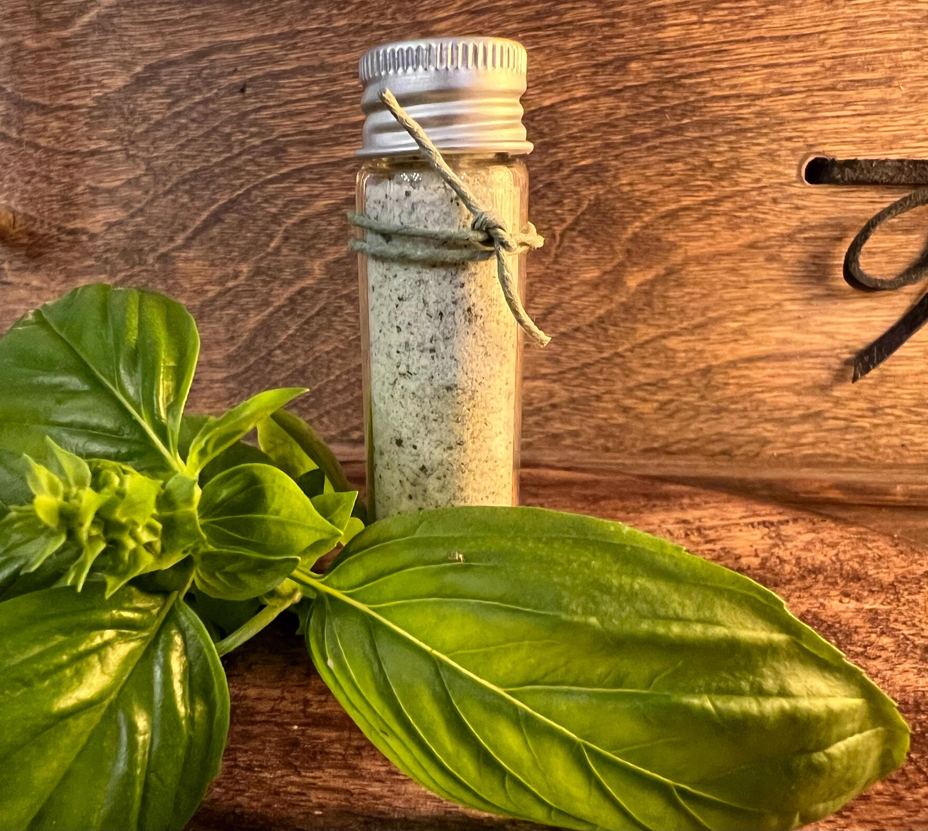 Witch's Basil Salt, Cottage Grown, Ritual Salt for Protection