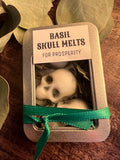 Beeswax Skull Melts with Basil, Witchy Charms, Set of 3 or 7