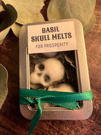 Beeswax Skull Melts with Basil, Witchy Charms, Set of 3 or 7
