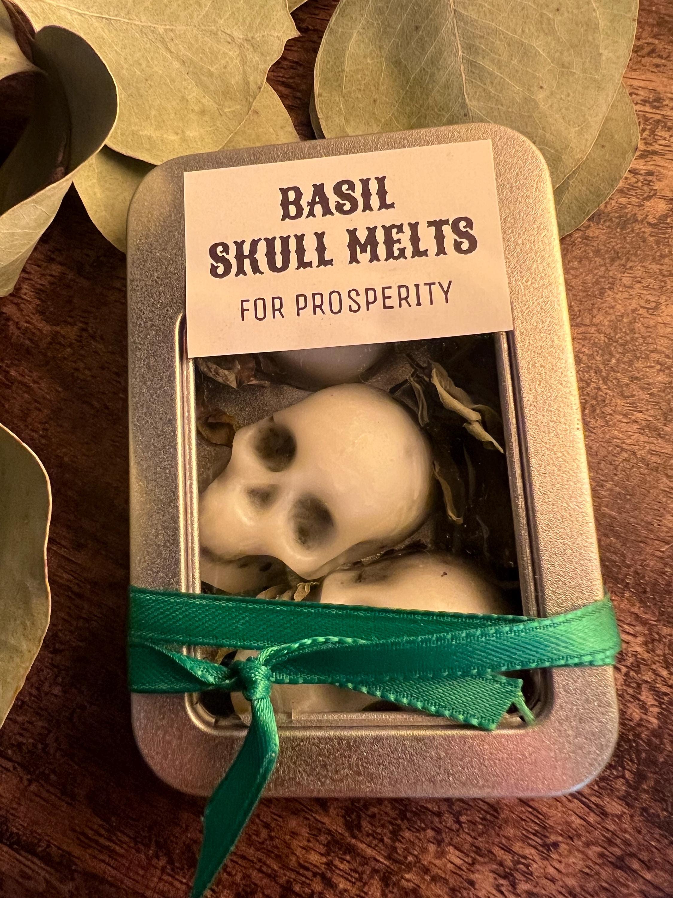 Beeswax Skull Melts with Basil, Witchy Charms, Set of 3 or 7