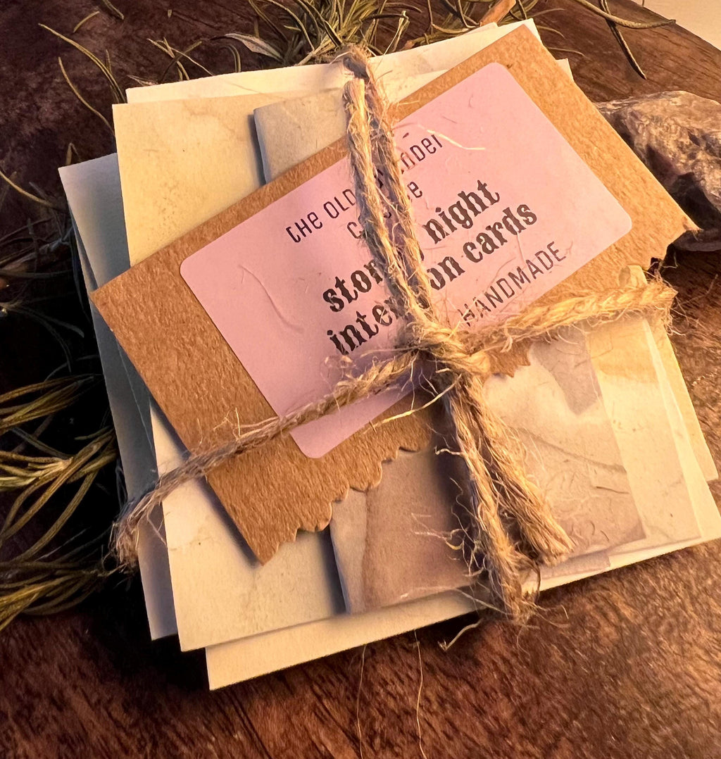 Stormy Night Intention Cards, Tea Stained Paper, Hand Cut Deck, Witchcraft Paper for Spells, Journaling, Altar Work