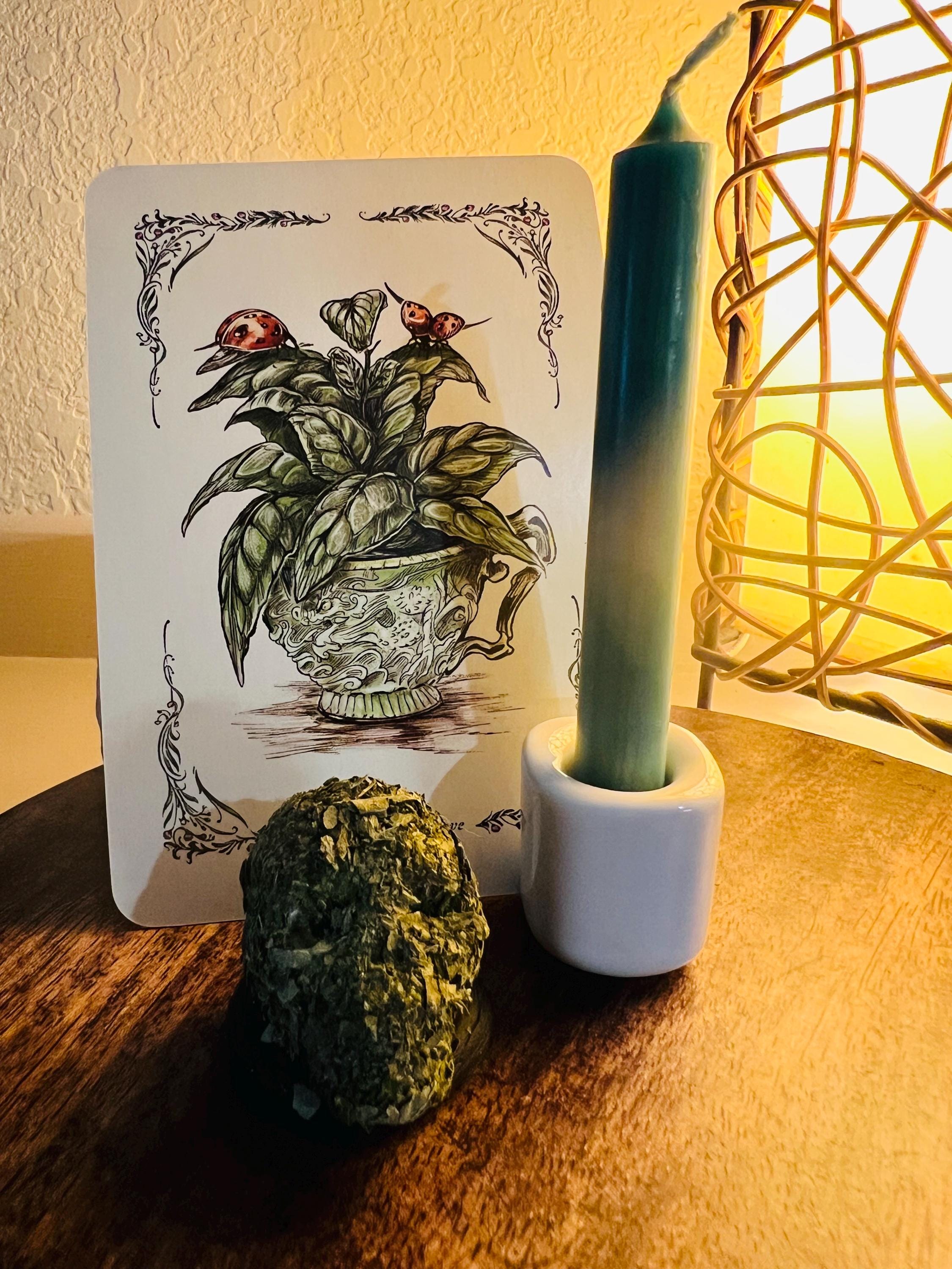 Basil Covered Skull Charm, Homegrown Herbs, Mini Altar Decor