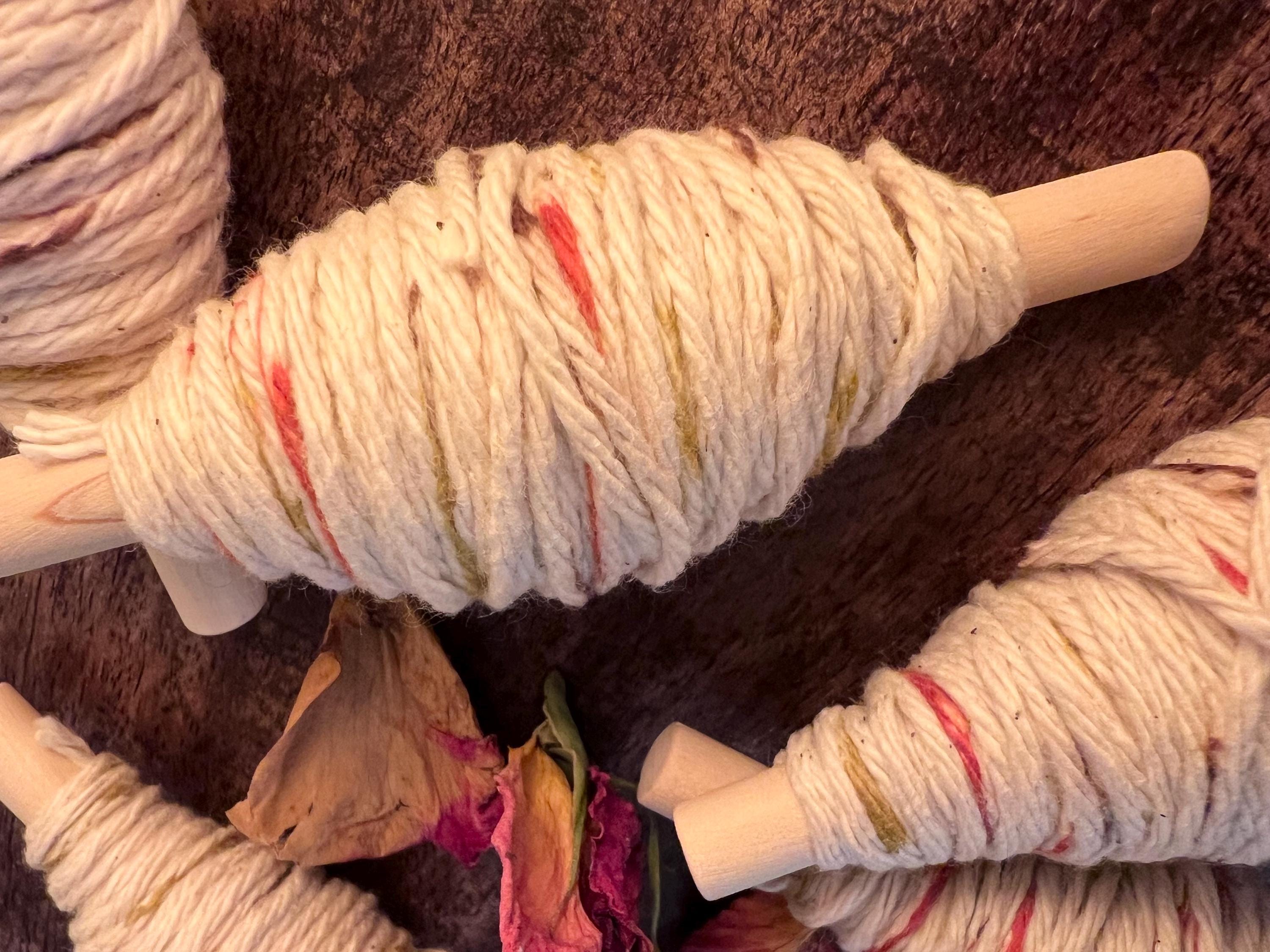 Everyday Witch’s Thread, Sunset and Sunrise Garden Cotton, Hand-Wound Ritual Thread on Wooden Rod