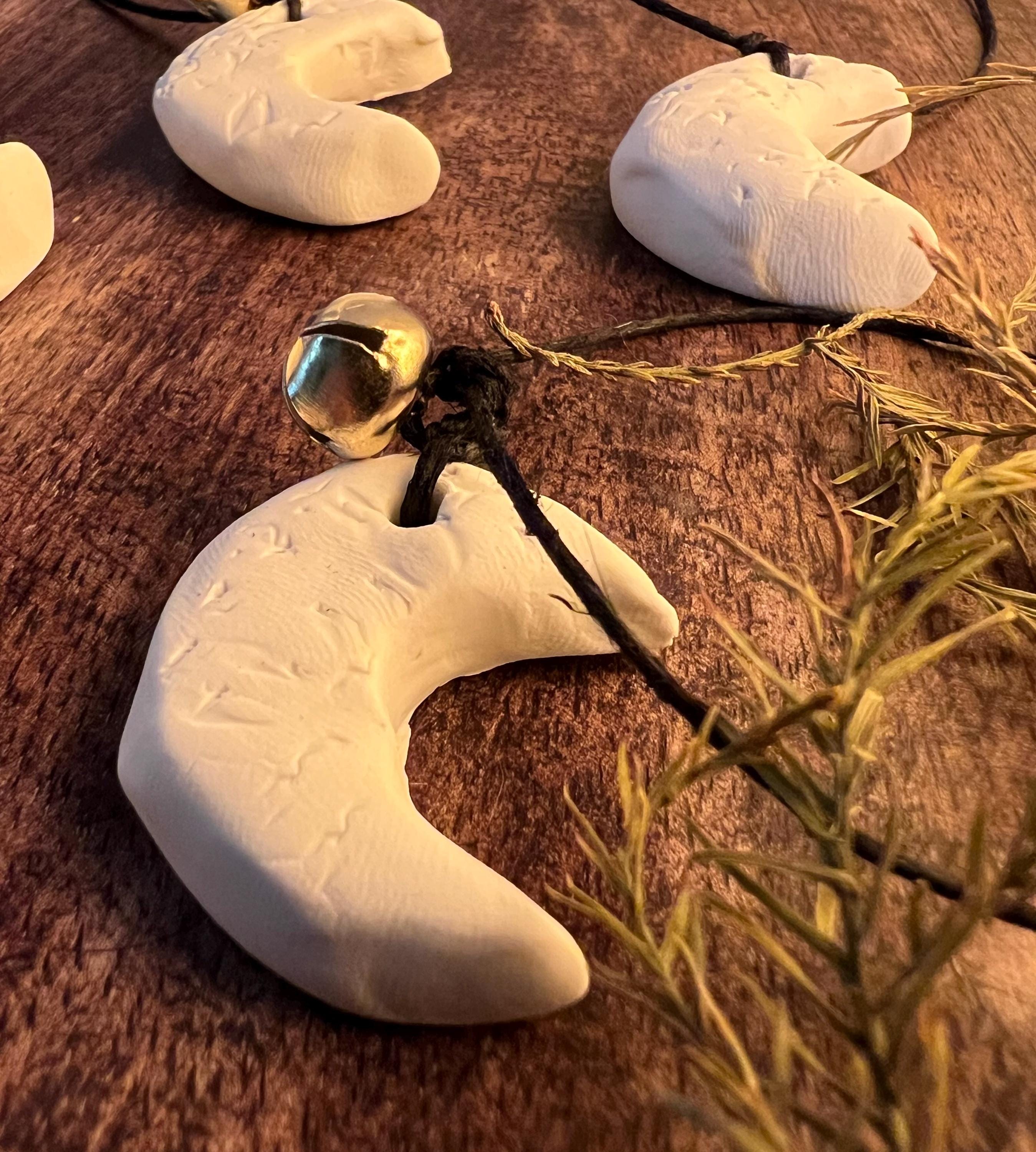 How I Miss the Moon, Crescent Charm, Bone Clay Lunar Keepsake, Romantic Witchcraft Talisman
