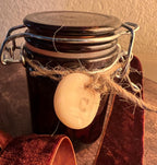 Organic Crushed Cinnamon Stick in Amber Glass Jar, Rustic Apothecary Spice Jar, Kitchen Witch Curio, Handmade Clay Cinnamon Charm, Gift