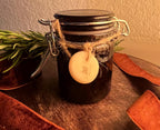 Mini Homegrown Dried Rosemary in Mini Amber Glass Jar, Reusable Apothecary Herb Jar,  Kitchen Witch Herb, Green Witch Curio, Handmade Charm, Gift