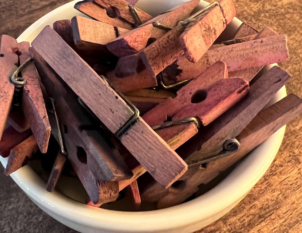 BlackBerry Stained Wood Clips, Herb Drying, Set of 10