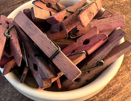 BlackBerry Stained Wood Clips, Herb Drying, Set of 10