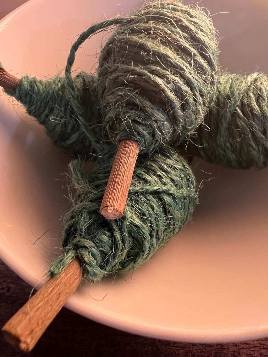 Wolf Moon Garden Twine Spool – Hand-Wound Green Witch Twine on Rose Stem