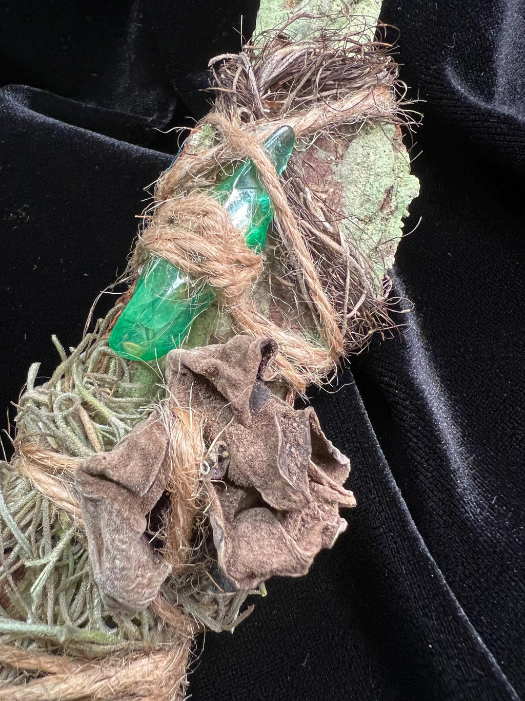 Delight, Primitive Forest Talisman, Cypress Bark, Wood Ear Mushroom and Aura Quartz, Altar Piece, Sculpture, Living Art