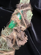 Delight, Primitive Forest Talisman, Cypress Bark, Wood Ear Mushroom and Aura Quartz, Altar Piece, Sculpture, Living Art