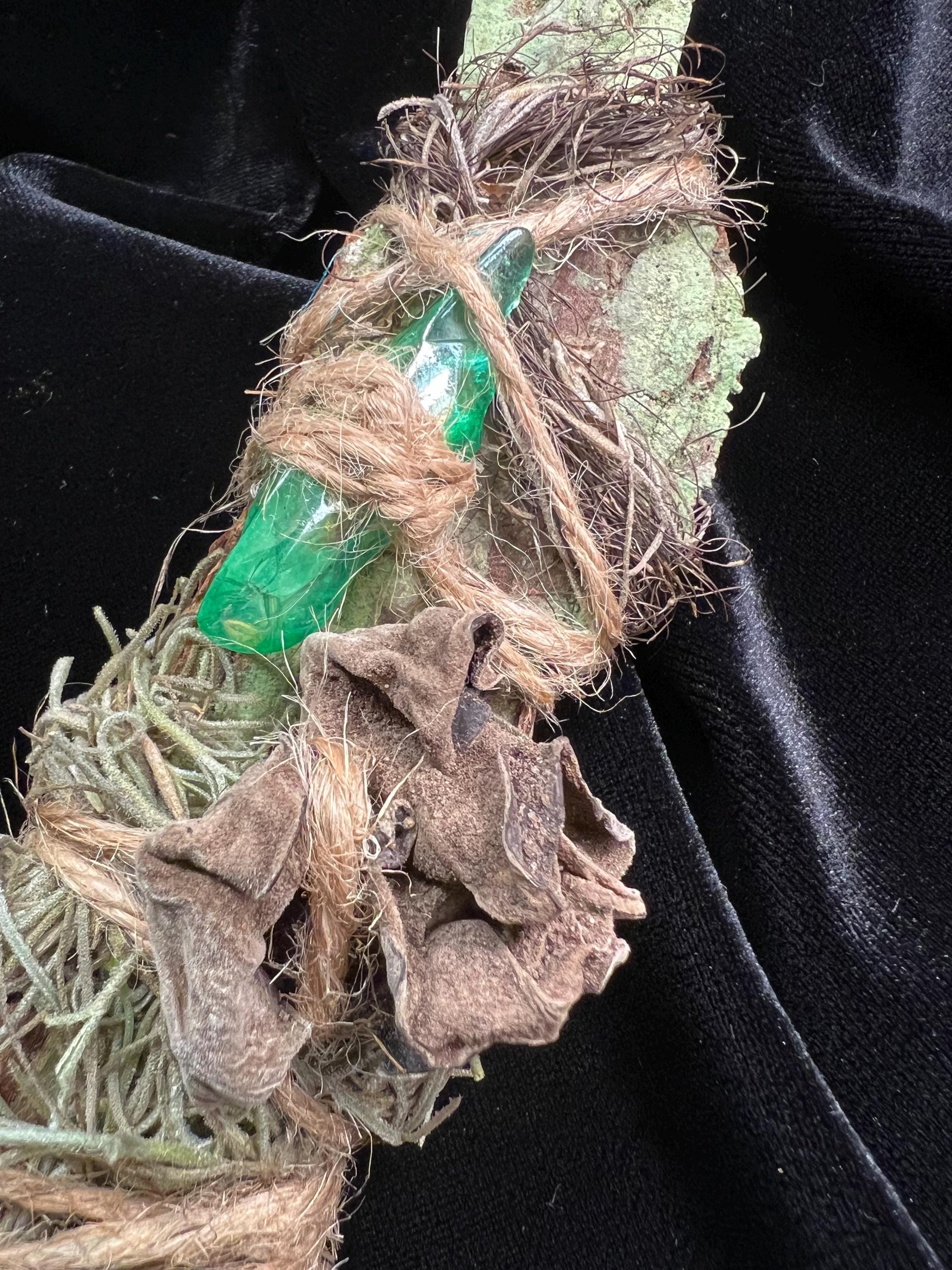 Delight, Primitive Forest Talisman, Cypress Bark, Wood Ear Mushroom and Aura Quartz, Altar Piece, Sculpture, Living Art