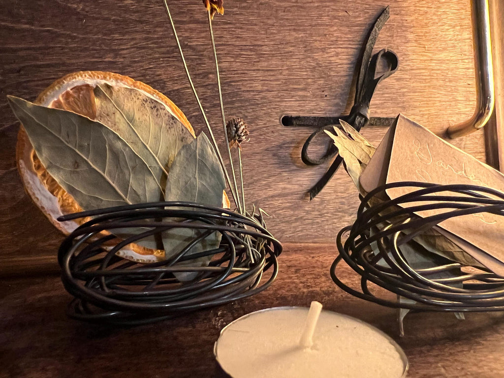 Burning Witch’s Vase, OLC Original Wire Vessel,  Hand-Formed Steel Altar Vase, Primitive Ritual Herb Holder
