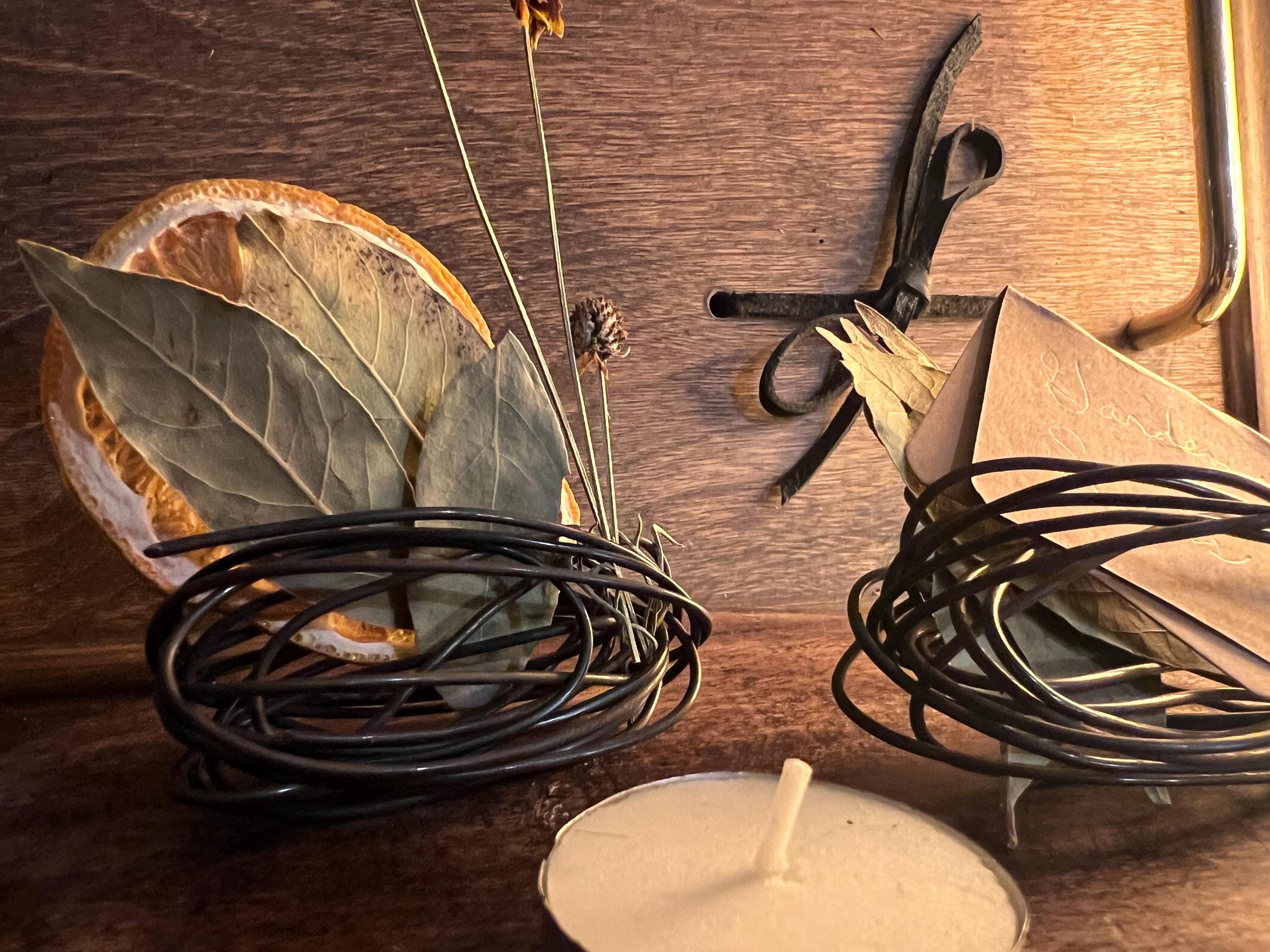 Burning Witch’s Vase, OLC Original Wire Vessel,  Hand-Formed Steel Altar Vase, Primitive Ritual Herb Holder