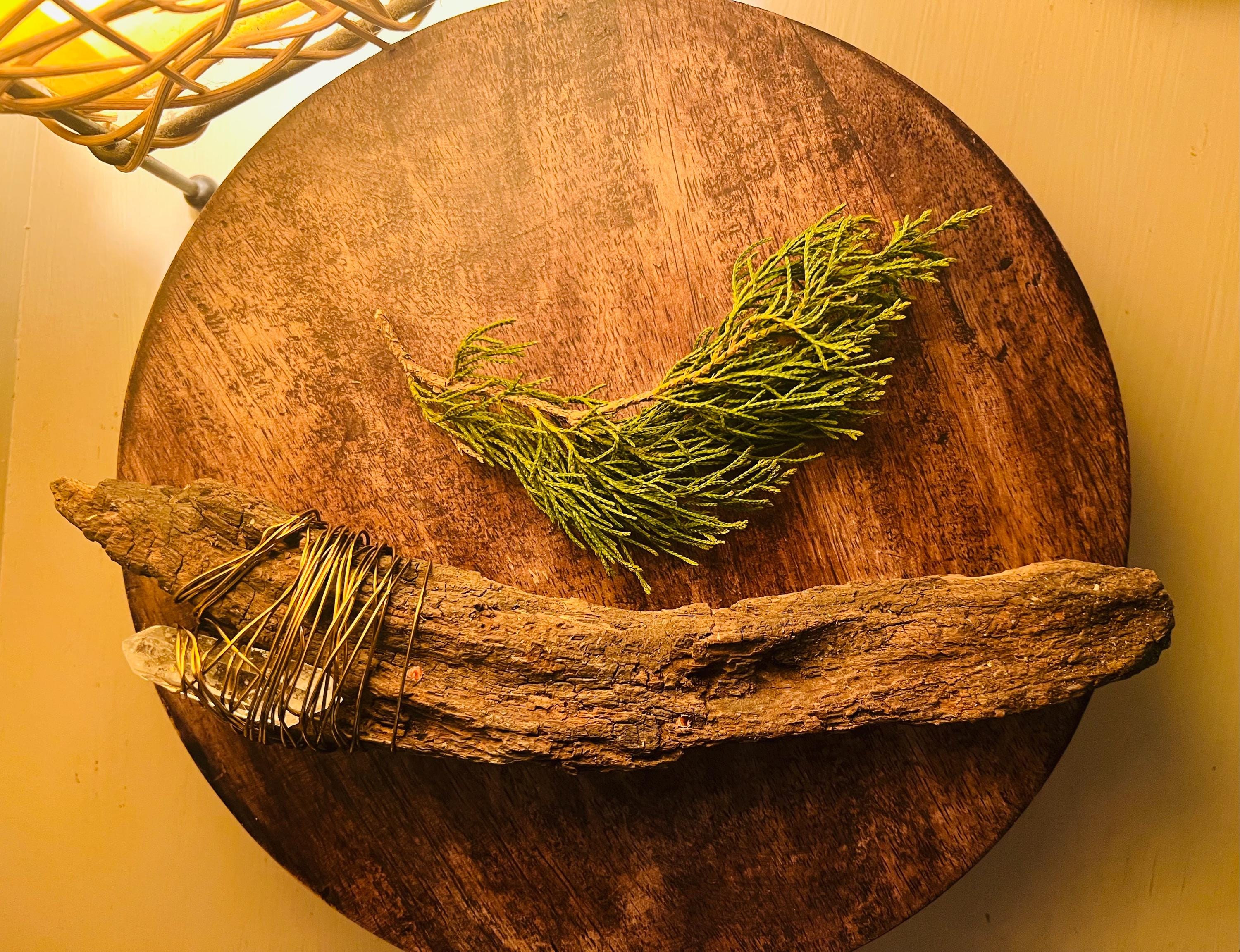 Curved Wood Wand Quartz Crystal Wand Copper Wrapped Wand Foraged Wood Ritual Tool Handmade Witch Wand