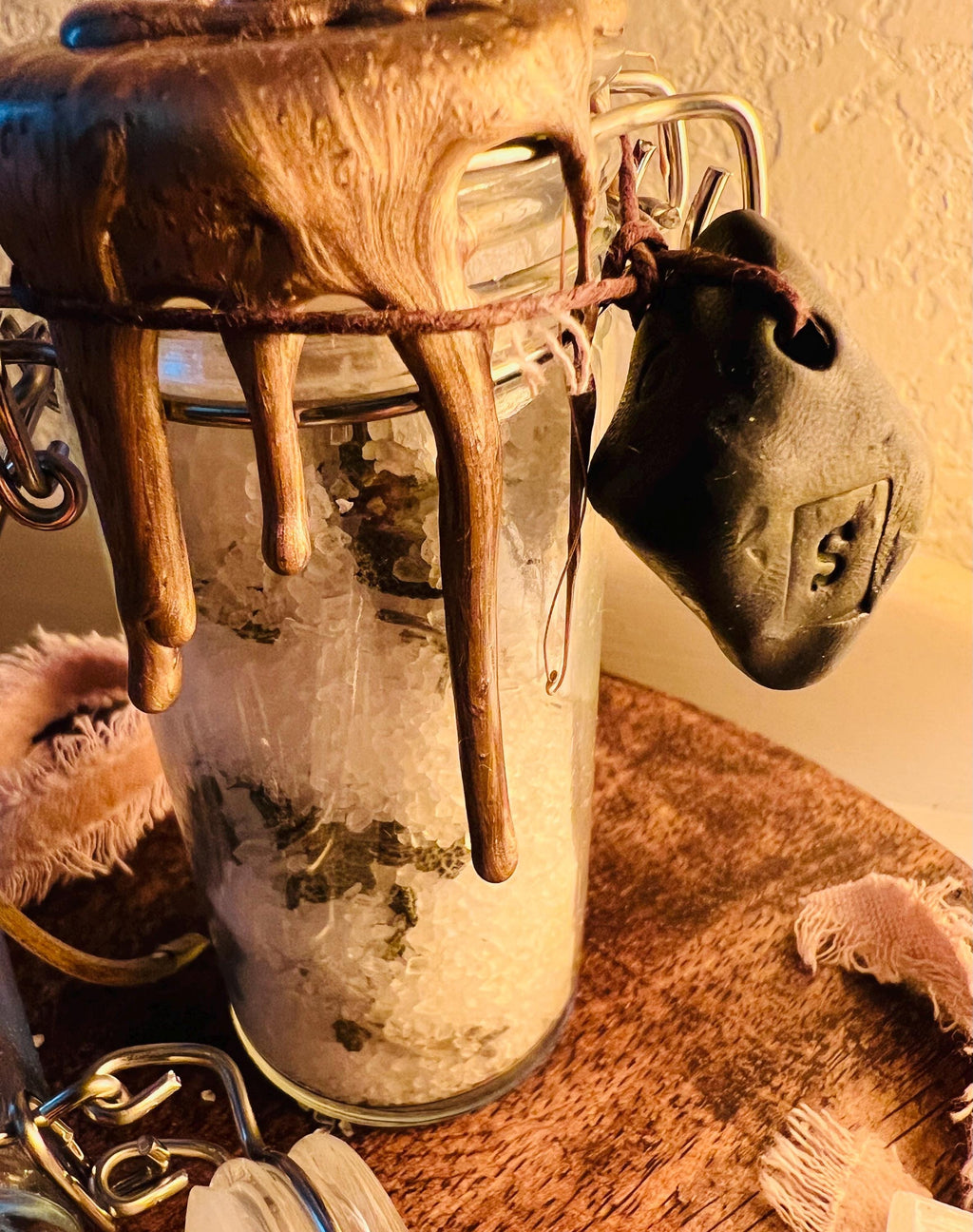 Triple S Protection Charm Jar, Salt Sage Selenite Protection Spell, Witchcraft Protection Jar, Spiritual Protection Charm, OLC Original