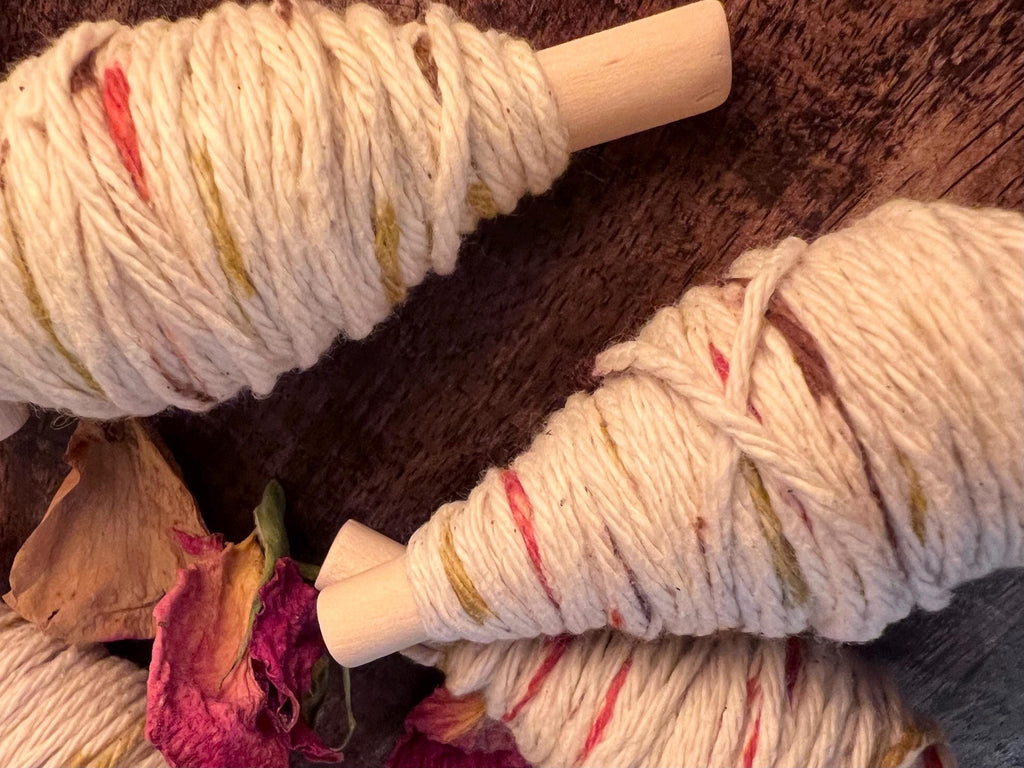 Everyday Witch’s Thread, Sunset and Sunrise Garden Cotton, Hand-Wound Ritual Thread on Wooden Rod