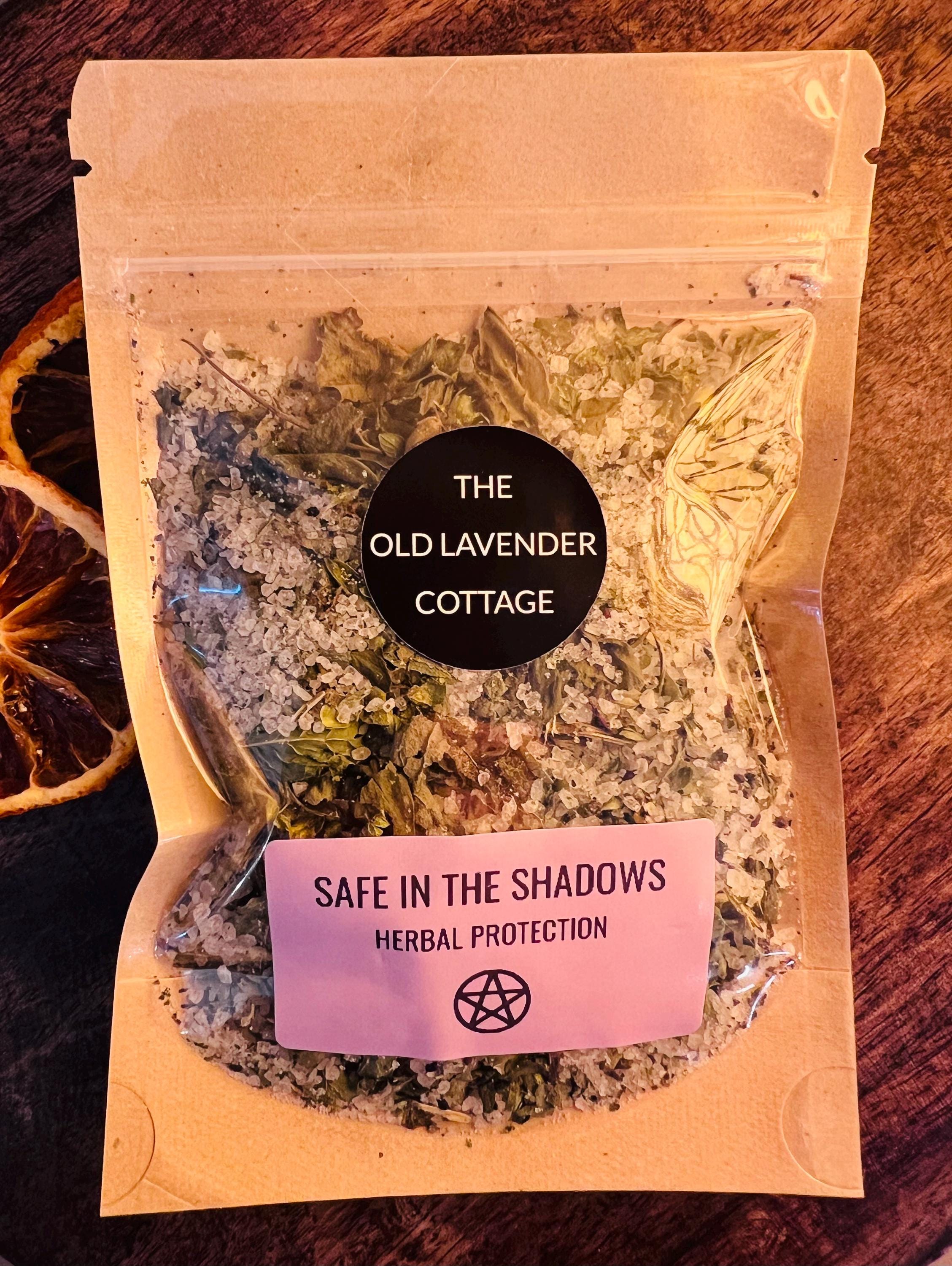 Safe in the Shadows, Herbal Protection Salt Basil Thyme Lemon Balm Mint, Ritual Salt, Witchcraft Supply