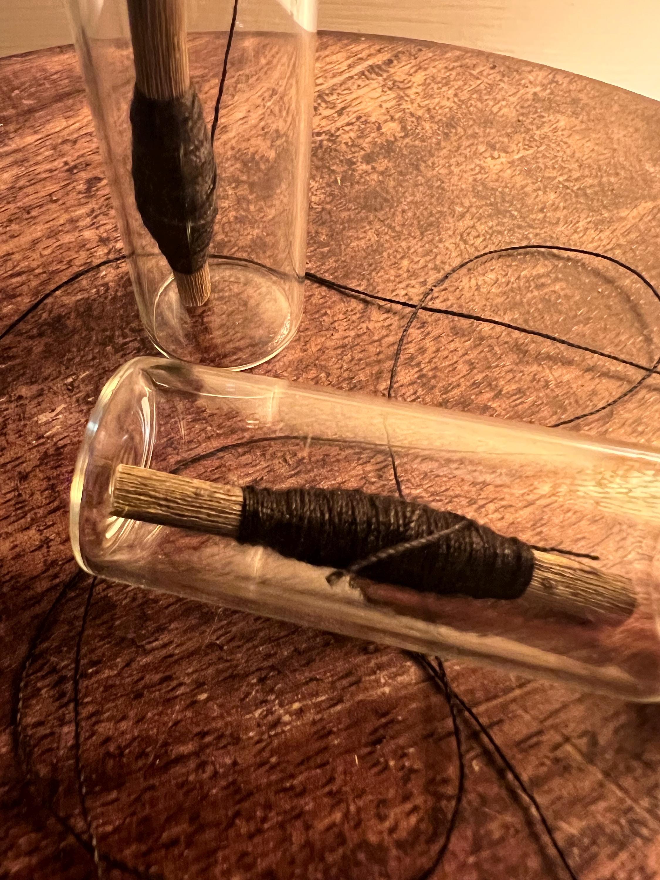 Black Thread Protection Charm, Rose Stem Binding Vial, Witchcraft Spell Supply, Banishing Curio