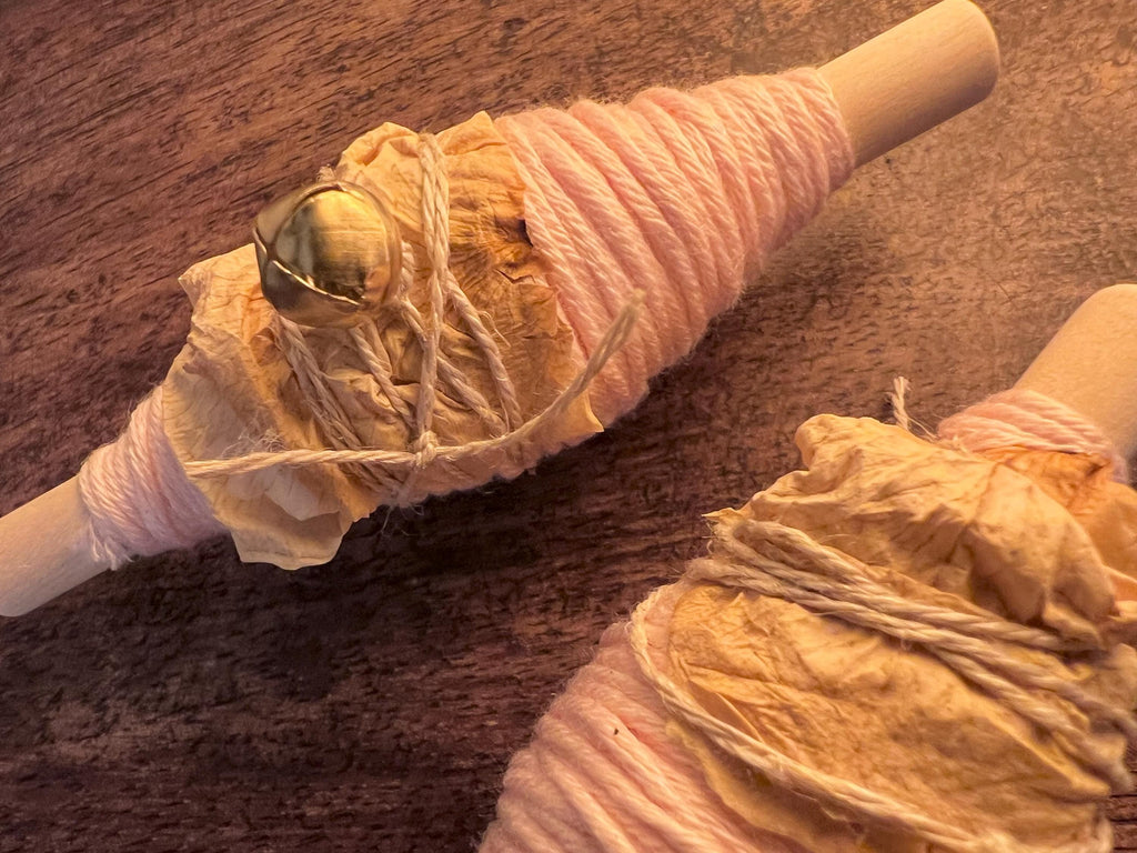 Lovers’ Quarrel Thread, Silken Bamboo & Cotton Witch’s Spool with Rose Petals and Bell