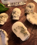 Beeswax Skull Melts with Basil, Witchy Charms, Set of 3 or 7