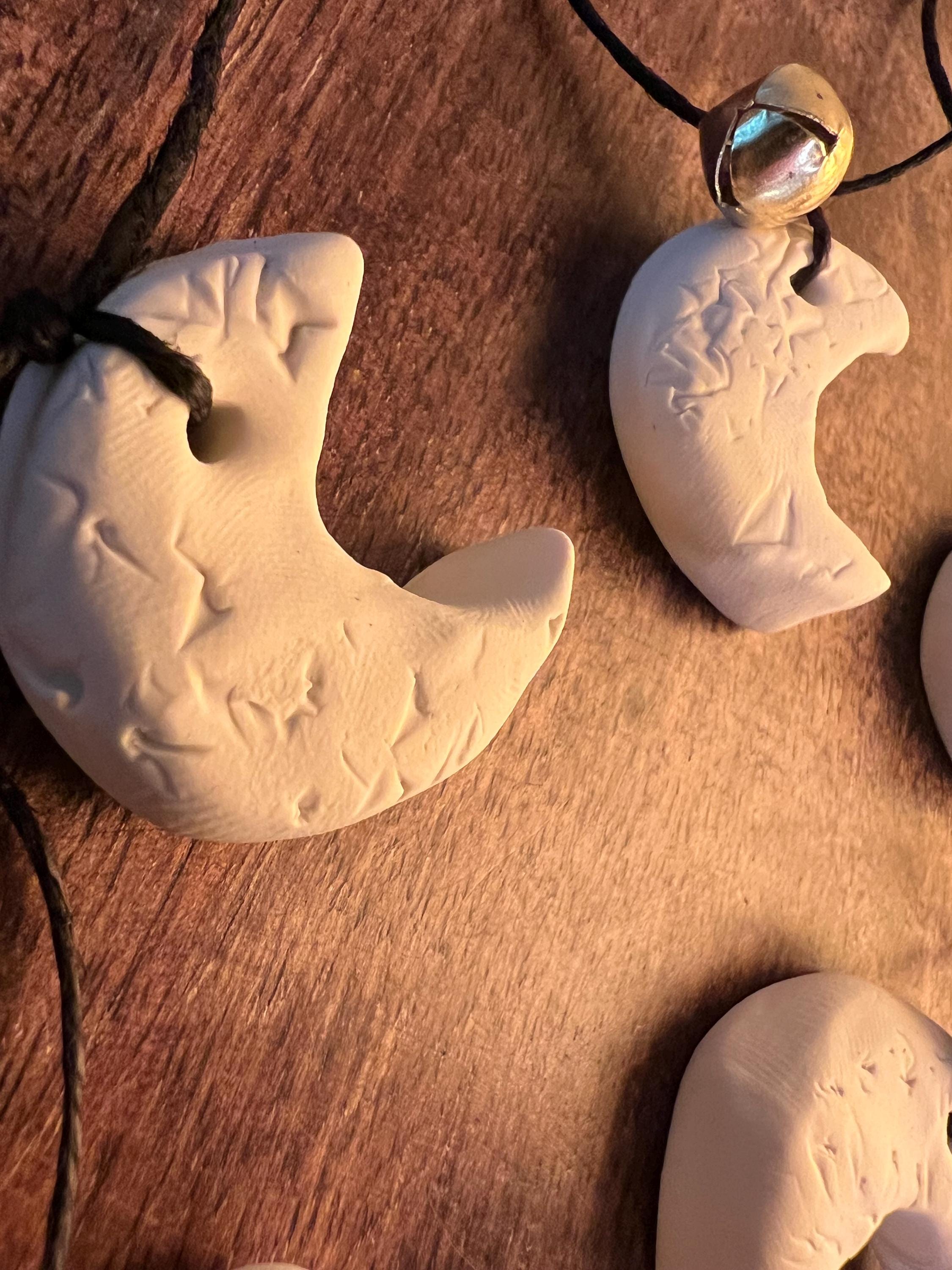 How I Miss the Moon, Crescent Charm, Bone Clay Lunar Keepsake, Romantic Witchcraft Talisman