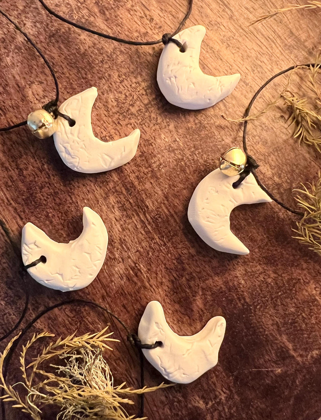 How I Miss the Moon, Crescent Charm, Bone Clay Lunar Keepsake, Romantic Witchcraft Talisman