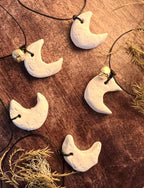 How I Miss the Moon, Crescent Charm, Bone Clay Lunar Keepsake, Romantic Witchcraft Talisman
