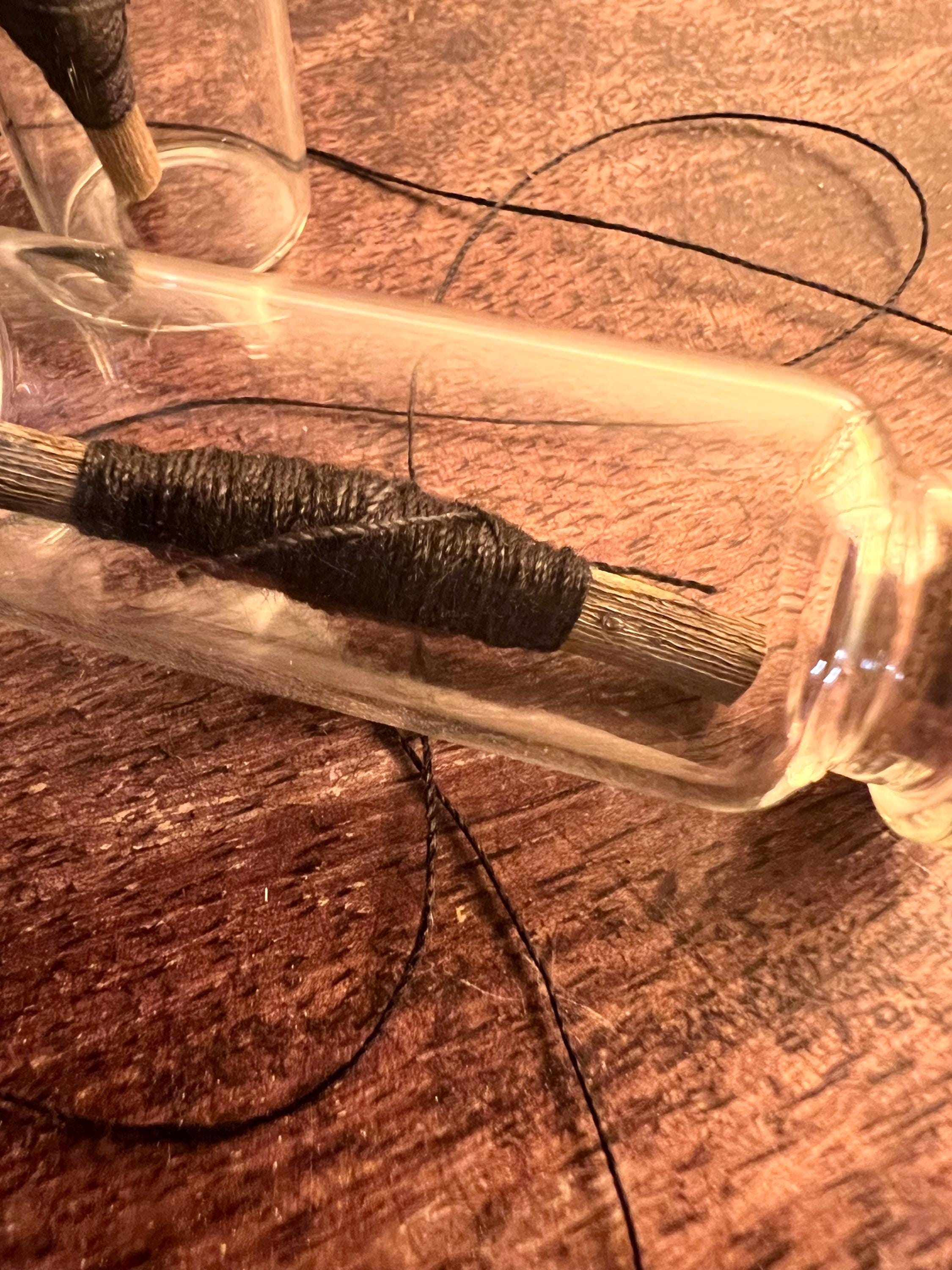 Black Thread Protection Charm, Rose Stem Binding Vial, Witchcraft Spell Supply, Banishing Curio