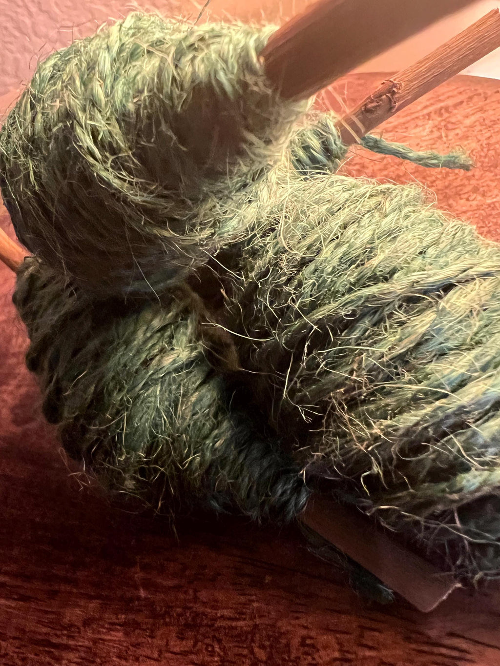 Wolf Moon Garden Twine Spool – Hand-Wound Green Witch Twine on Rose Stem
